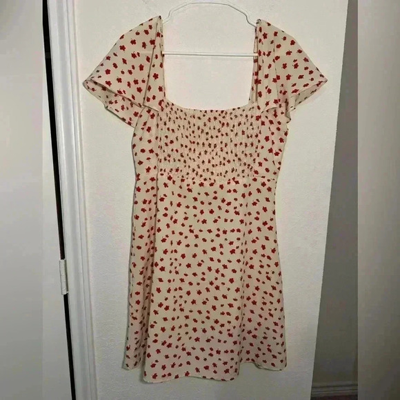 Show Me Your Mumu Red Floral Square Neck Fit Flare Mini Dress Womens Size Large - Picture 1 of 9